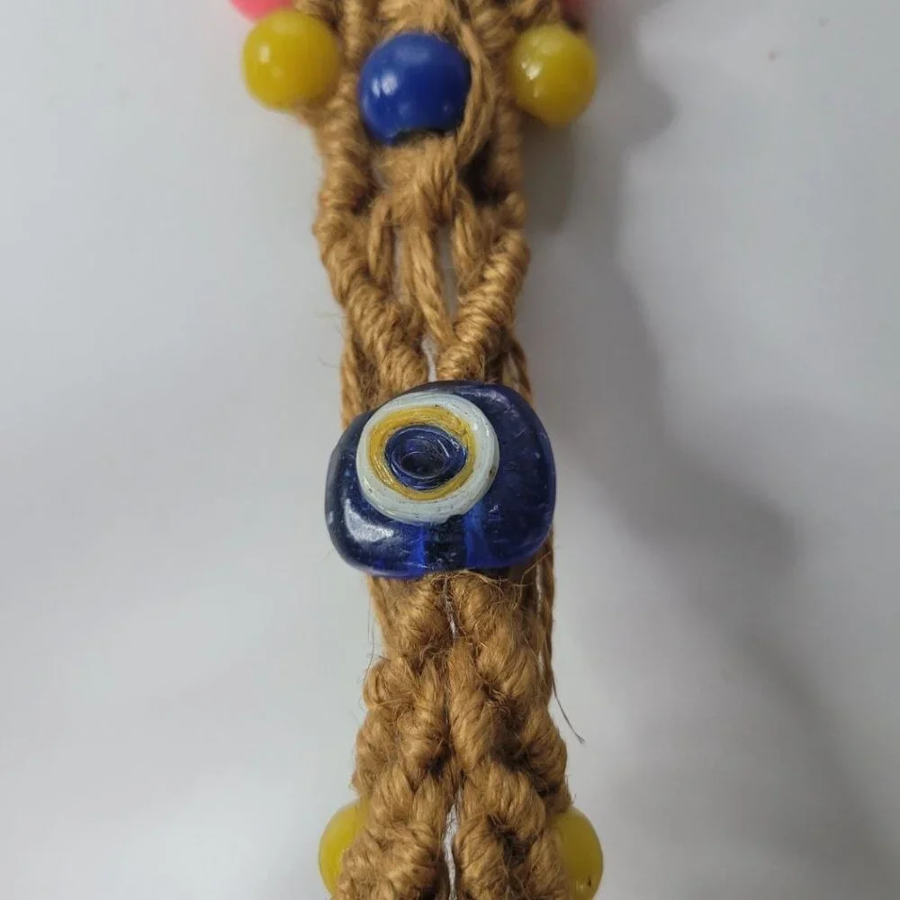 Macrame Twine Ceramic Ornament‎ Large Ball Beaded Christmas Spring Hanging Decor